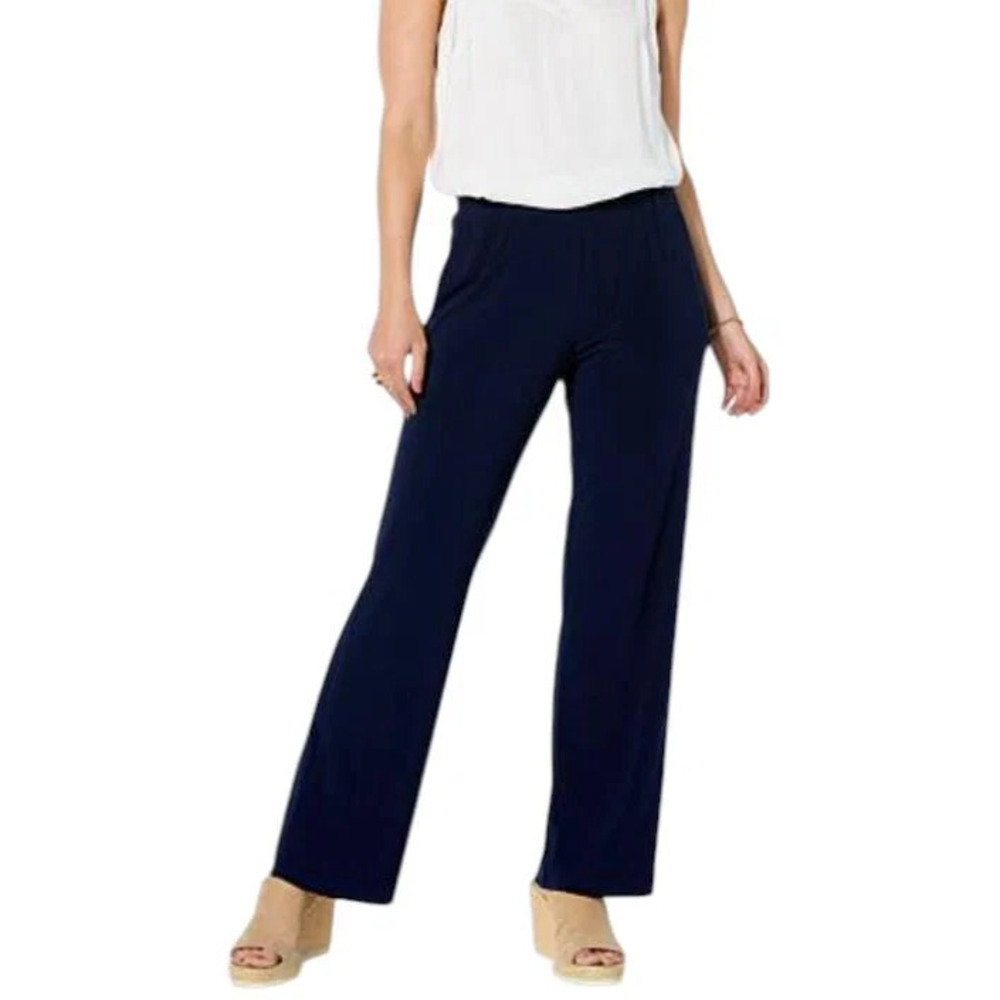 Nina Leonard Women's Straight Leg Pant w/ Pocket Navy